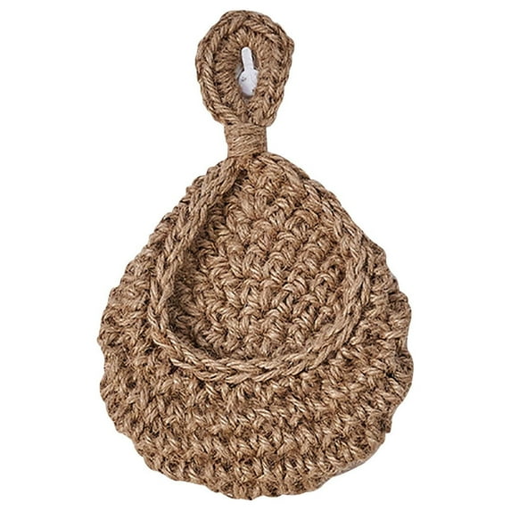 Moocorvic Hanging Fruit Baskets for Kitchen, Boho Wall Decor Mesh Pocket Hand-Woven Storage Baskets for Home Flower Yard Patio, 7.1inch(Brown)