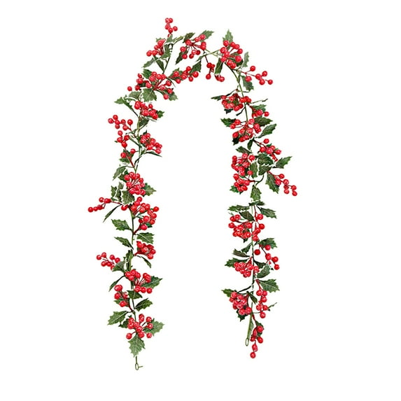 Moocorvic Hanging Garlands 5.6ft with Artificial Red Berries, Indoor Wall Decor for Christmas Tree Wedding Party Room Decor Aesthetic