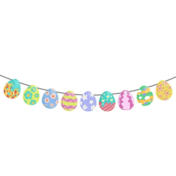 Moocorvic Happy Easter Banner Indoor Decorations, Colorful Bunnies and Carrots Pendants Spring Themed Easter Party Supplies