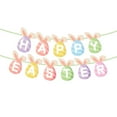 thumbnail image 1 of Moocorvic Happy Easter Banner Indoor Decorations, Colorful Bunnies and Carrots Pendants Spring Themed Easter Party Supplies, 1 of 5