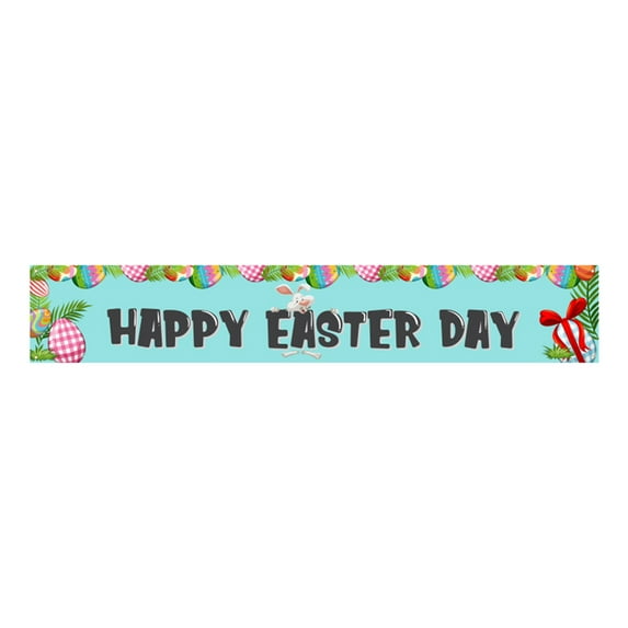 Moocorvic Happy Easter Banners for Outside Garden 9.84 Ft, Large Long Spring Easter Bunny Theme Party Decorations
