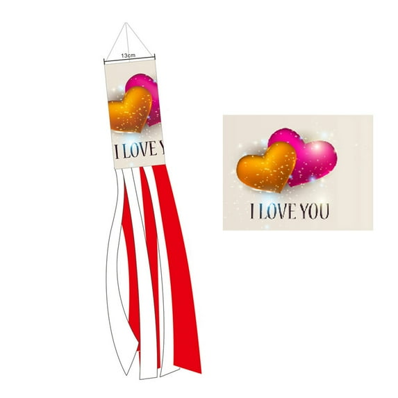 Moocorvic Happy Valentine's Day Windsock Polyester Garden Windsock Lawn Garden Party Deco