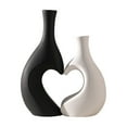 thumbnail image 1 of Moocorvic Heart Shaped Ceramic Flower Vase for Living Room Decor, Set of 2 Decorative Vase for Table Centerpiece Wedding Dining Living Room Office Farmhouse Decor(Black White), 1 of 8