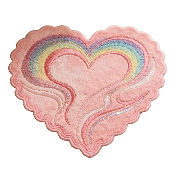 Moocorvic Heart Shaped Floral Bathroom Rug, Soft Plush Non-Slip & Washable Bath Mat for Shower, Tub and Sink