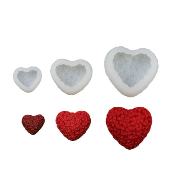Moocorvic Heart Silicone Mold 3D Rose Flower Soap Cake Mould for Chocolate Wedding Valentine(L)