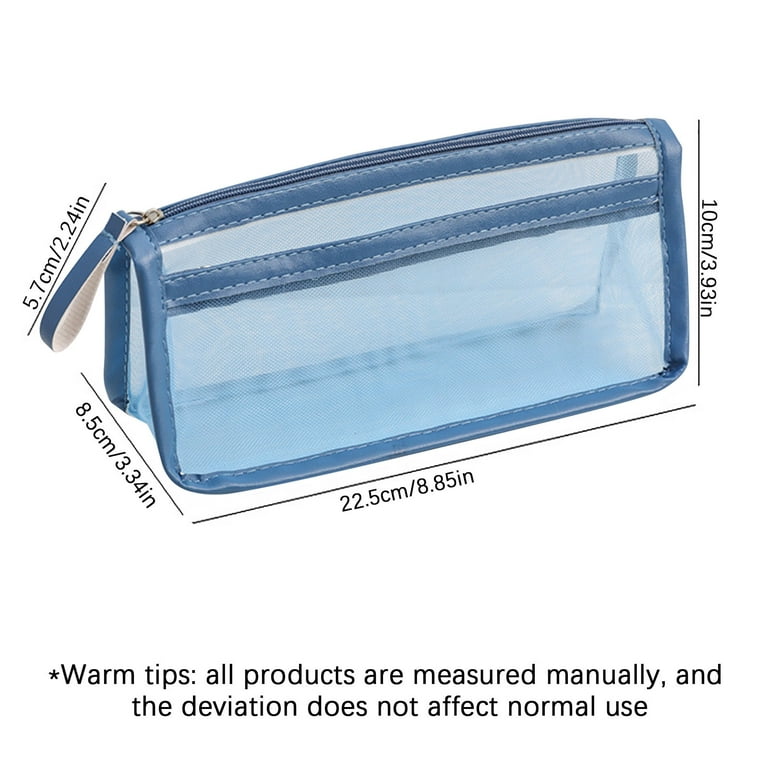 6 x Clear Transparent Plastic Zipped Pencil Cases - Exam Pencil Cases