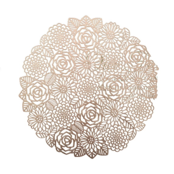 Moocorvic Hollowed Out Insulation Mat Solid Polyvinyl Chloride Leather Placemats , Coffee Mats, Kitchen Table Mats, , Easy To Clean Kitchen Table Mats(Rose Gold)