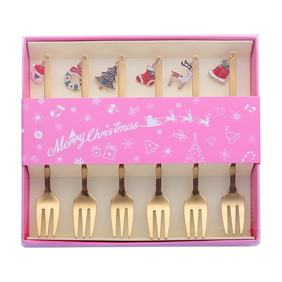 Moocorvic Home Christmas Decorations Metal Coffee Fork Stirring Spoon Christmas Table Decorations New Year