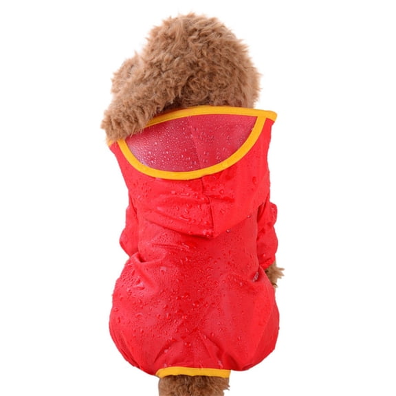 Moocorvic Hooded Dog Raincoats for Medium Dogs, Waterproof Reflective Adjustable Pet Rain Coat(Red,M)