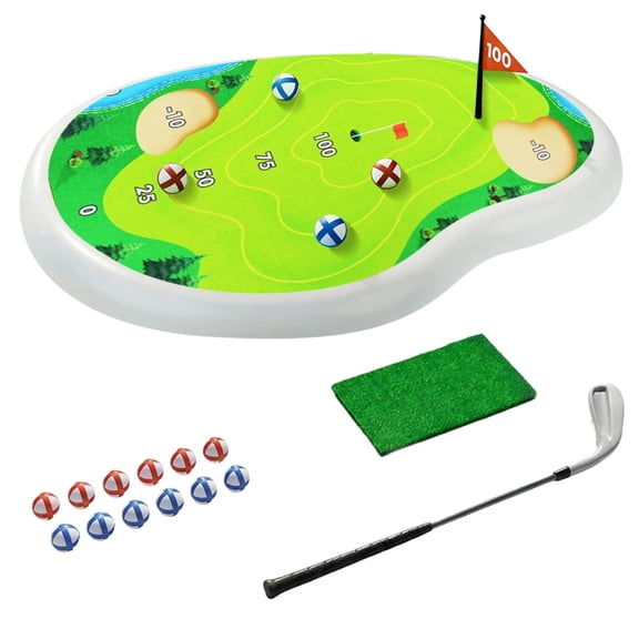 Moocorvic Inflatable Golf Pool Toys, Fun Swimming Pool Game, Floating Water Chipping Green W/Sticky Balls, Yard Summer Party Birthday Gift for Teen Adults Family
