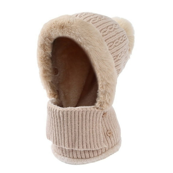 Moocorvic Khaki Winter Knit Hat Ski Mask Windproof Thick Warm Soft Fleece Face Cover for Outdoor,Cycling, Skiing