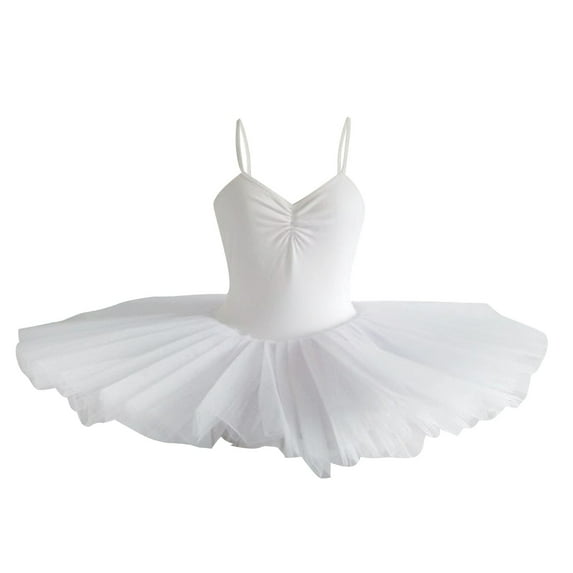 Moocorvic Girls Halter Ballet Dresses Lace Ballerina Costume Dance Dresses Outfit for Toddler Girls 3-4 Years,White