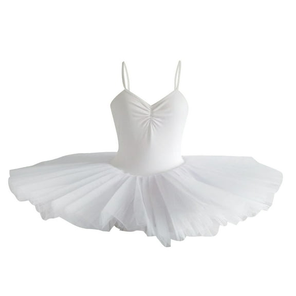 Moocorvic Girls Halter Ballet Dresses Lace Ballerina Costume Dance Dresses Outfit for Toddler Girls 3-4 Years,White