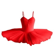 Moocorvic Kid Girls Ruffle Sleeve Ballet Skirted Halter Dance Dresses 9-10 Years,Red