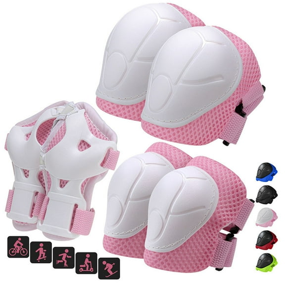 Moocorvic Kids Knee Pads And Elbow Pads Set of 6, 3 in 1 Kids Protective Gear Set Knee Pads for Kids 3-14 Years Toddler for Skating Cycling Bike Rollerblading Scooter(Pink)