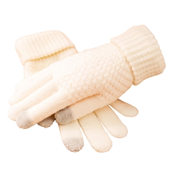 Moocorvic Knit Gloves for Women, Winter Touch Screen Ladies Gloves for Cold Weather,White