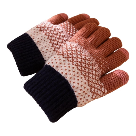 Moocorvic Knit Gloves for Women, Winter Touch Screen Snow Flower Printing Ladies Gloves for Cold Weather,Pink