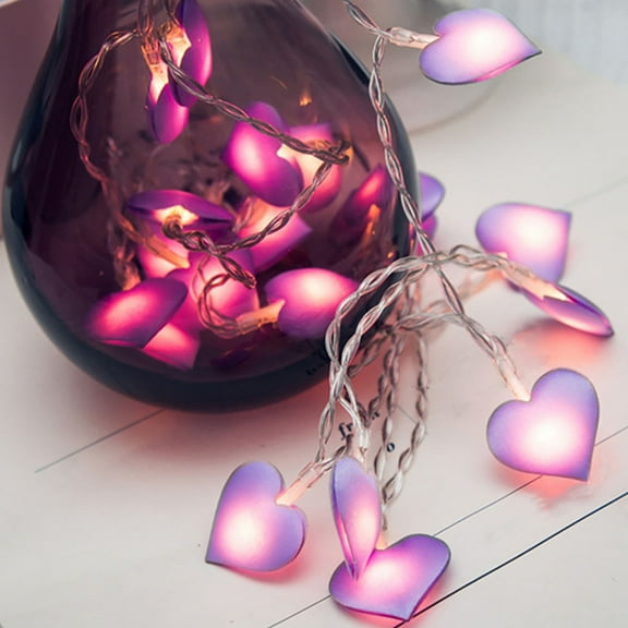 Moocorvic LED Light Fabric Peach Heart String Light Girl Heart Room Decoration Light