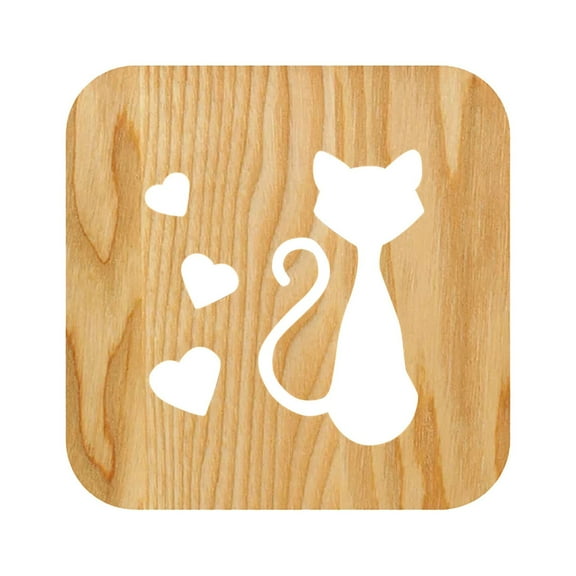 Moocorvic LED Wooden Night Lamps For Bedrooms Table Lamp With 3D Pet Cat Lampshade USB Christmas Gifts