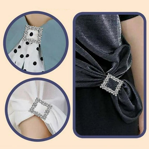 Moocorvic Ladies Fashion Square Retro Scarf And Shirt Clip Pearl Corner Knot