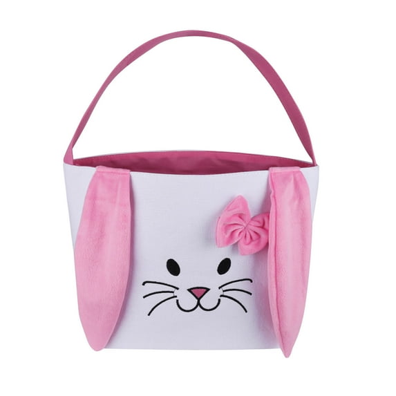 Moocorvic Large Easter Bunny Basket for Easter Eggs Hunting, Candy Gifts Bags Easter Bucket Toy Storage Bag with Long Rabbit Ears