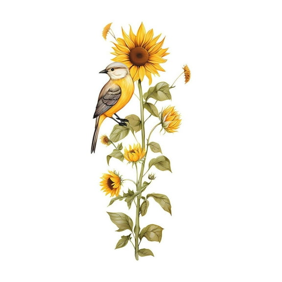 Moocorvic Large Sunflower Stickers for Walls,23Inches Indoor Easter Decor Wall Decals Flower Grass Wall Stickers Bedroom Living Room Kitchen