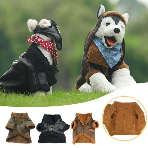 Moocorvic Leather Dog Jackets for Medium Dogs Coat Cold Weather Warm Jacket with Zipper for Large Cats