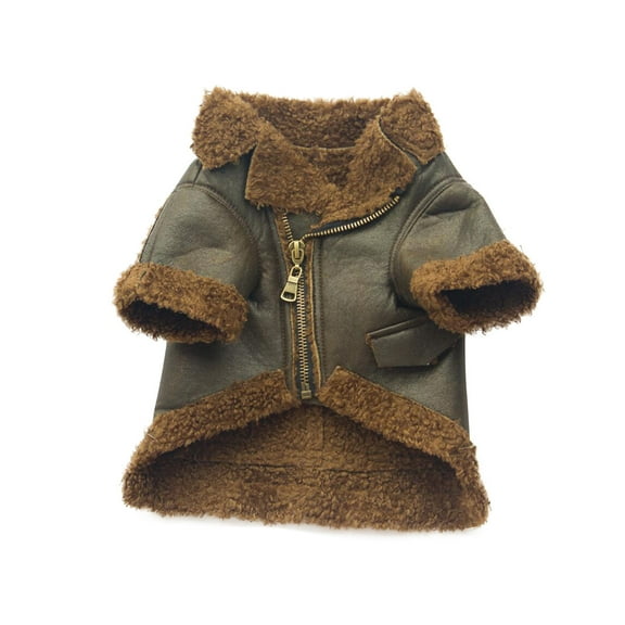 Moocorvic Leather Dog Jackets for Medium Dogs Coat Cold Weather Warm Jacket with Zipper for Large Cats