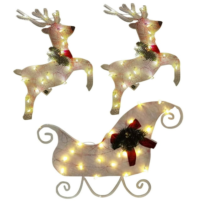 Moocorvic Lighted Christmas Reindeers Outdoor Decorations, 10 Inch