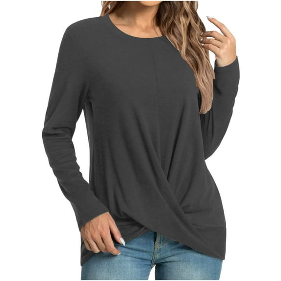 Moocorvic Long Sleeve Shirts for Women Fall Winter Casual T-Shirts Long Sleeve Tunic Tops Front Crewneck Blouse Pullover