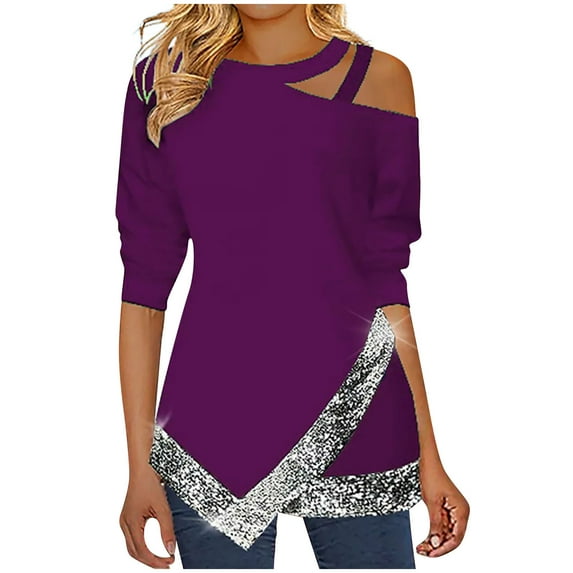 Moocorvic Long Sleeve Shirts for Women Fall Winter Casual T-Shirts Long Sleeve Tunic Tops Strapped Crewneck Blouse Pullover