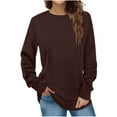 thumbnail image 1 of Moocorvic Long Sleeve Shirts for Women Fashion Autumn Winter Solid Round-Neck Pullover Long Sleeve Tops, 1 of 6