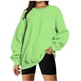 thumbnail image 1 of Moocorvic Long Sleeve Shirts for Women Fashion Woman Long Sleeve Round Neck Loose Sweatshirt Solid Blouse Tops, 1 of 6