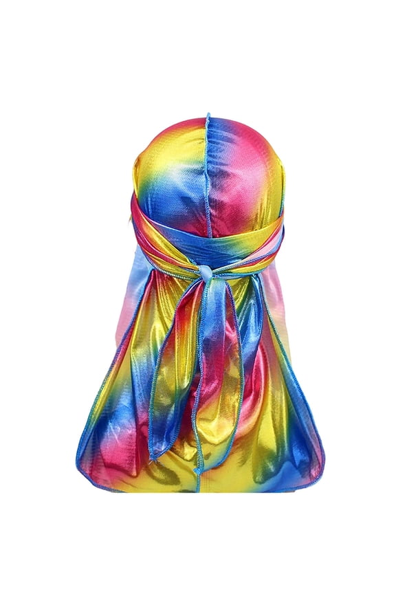 Men Durags with Soft Long Tail, Headscarf Elastic Wide Straps Headwraps for Women Men,Multicolor