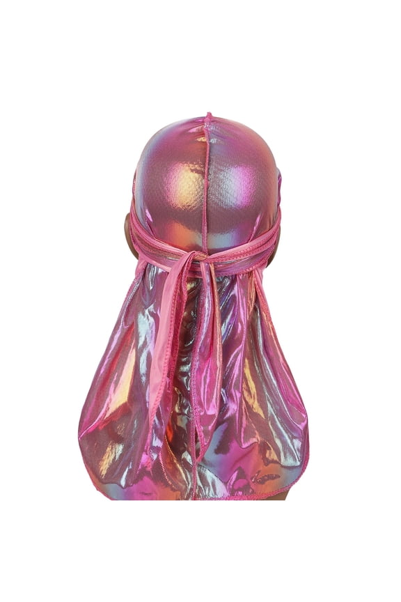 Men Durags with Soft Long Tail, Headscarf Elastic Wide Straps Headwraps for Women Men,Pink