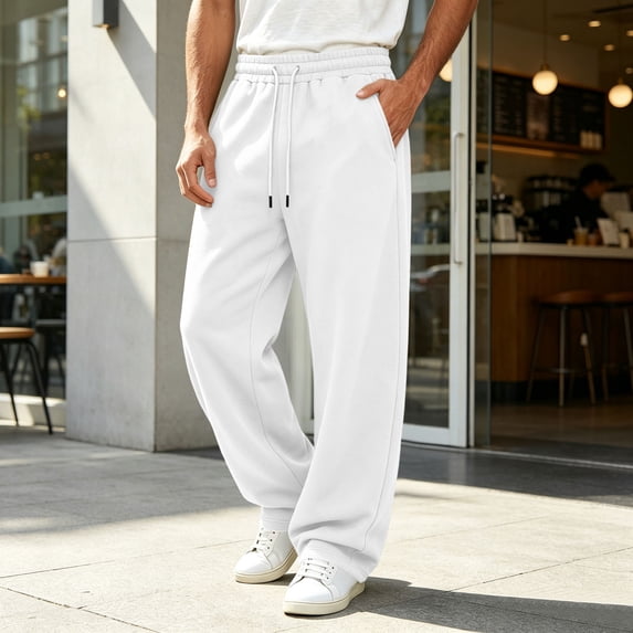 Moocorvic Men's Wide Leg Baggy Sweatpants, Oversized Loose Fit, Elastic Drawstring Waist Streetwear Pants with Pockets,XXXL