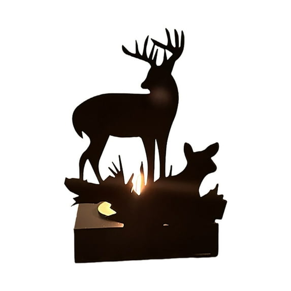 Moocorvic Metal Reindeer Tea Light Candle Holders, Christmas Decoration for Home, Reindeer Candle Holder, Christmas Decorations Indoor(Black)