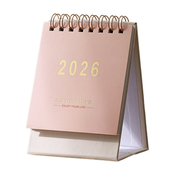 Moocorvic Mini Desk Calendar 2026, 12 Monthly Small Standing Flip Calendar for Office or Home(Pink)