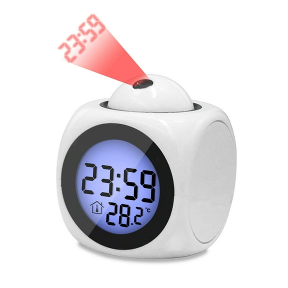 Moocorvic Mirror Projection Clock LED Large Screen Display Mute Creative Electronic Projection Alarm Clock