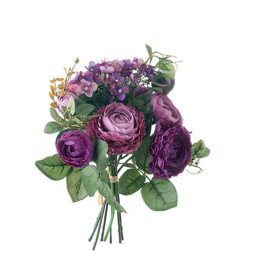 Moocorvic Mother's Day Flowers Bouquets Artificial Silk Flowers Wedding Favors Romantic Valentines Bouquet for the Bridal Party Table Centerpieces(Purple)