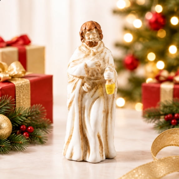 Moocorvic Nativity Scene Figurine, Hand-Painted Family Christmas Tabletop Decor, Religious Holiday Gift,1PC(Dad)