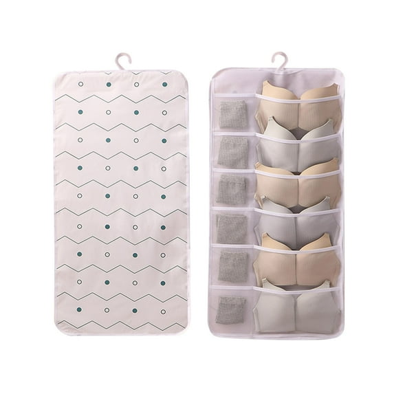Moocorvic Non-woven Double-sided Storage Bag Washable Wardrobe Multi-pocket Bra Hanging Bag Door Rear Socks Storage Bag