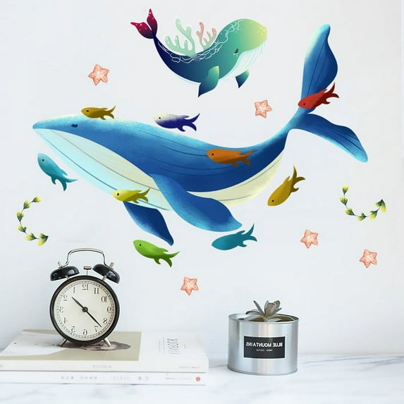 Moocorvic Ocean Stickers Ocean Room Decor, Under the Sea Decorations Removable Peel and Stick Art for Kids Bedroom Living Room Bathroom