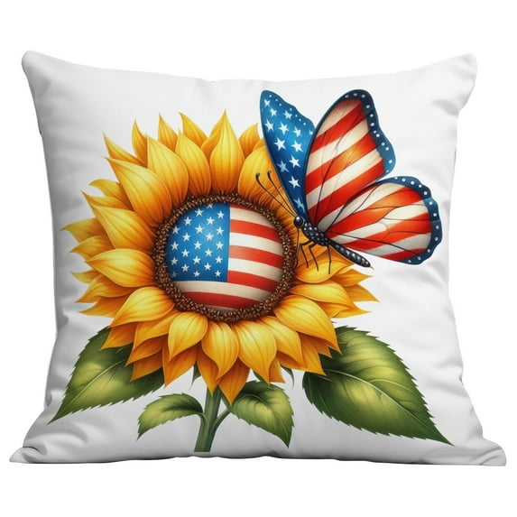 Moocorvic Outdoor Pillow Covers Sunflower Fall Patriotic Decorative 4th of July Decorative Pillowcases 18 x 18