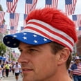 thumbnail image 1 of Moocorvic Patriotic Baseball Cap, red white blue Star Striped Flag Pattern Adjustable Hat for Party, Parade, Outdoor Event,Red, 1 of 6