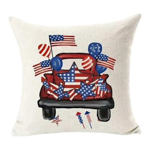Moocorvic Patriotic Pillow Covers Outdoor 18 x 18, 4th of July Decorations Modern Pillowcase for Sofa Patio(Truck )