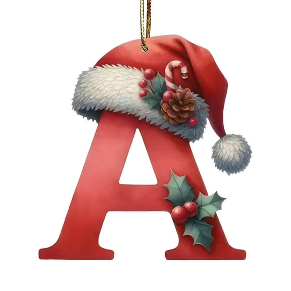 Moocorvic Personalized 26 Initials Letters Ornaments, Acrylic Alphabet Christmas Tree Decorations(A)