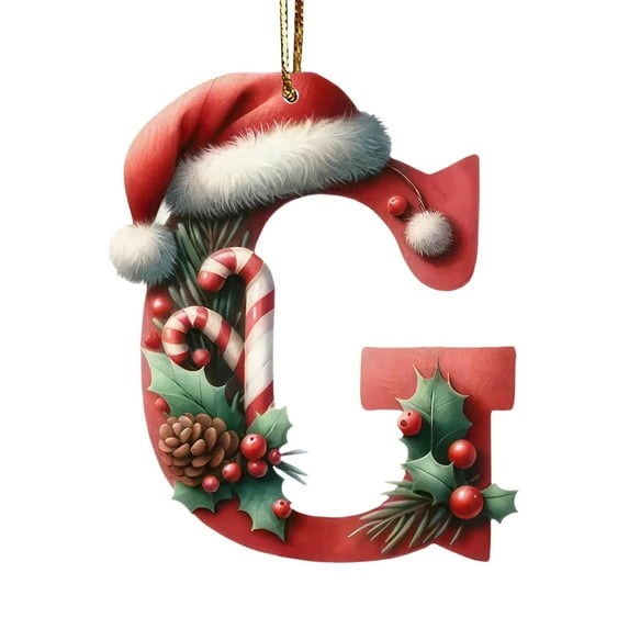 Moocorvic Personalized 26 Initials Letters Ornaments, Acrylic Alphabet Christmas Tree Decorations(G)