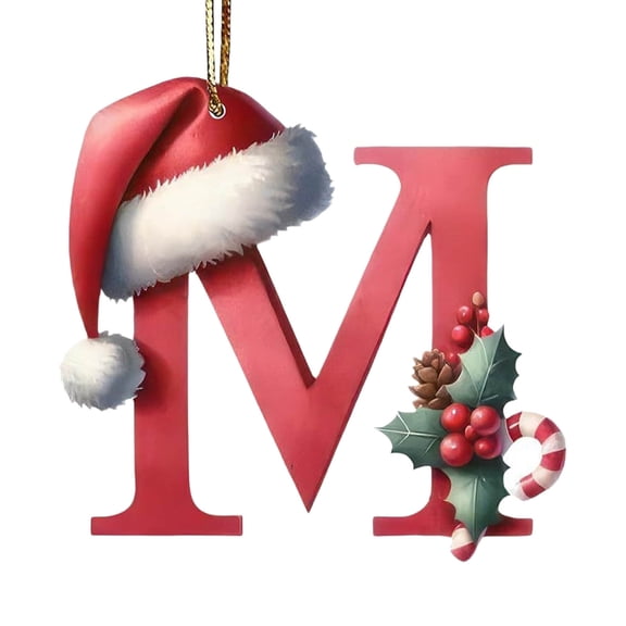 Moocorvic Personalized 26 Initials Letters Ornaments, Acrylic Alphabet Christmas Tree Decorations(M)