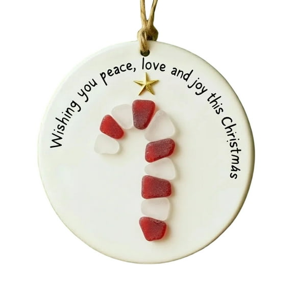 Moocorvic Sea Glass Christmas Ornament, Christmas Tree Holiday Ornament Friendship Keepsake for Christmas New Year Gifts,Home Decor
